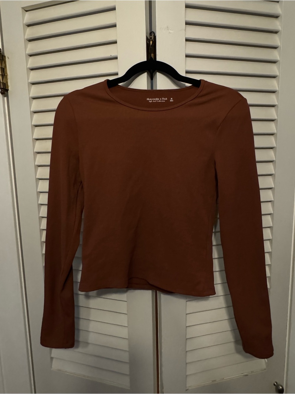 Abercrombie & Fitch Women's Long Sleeve Crewneck Top - Rust